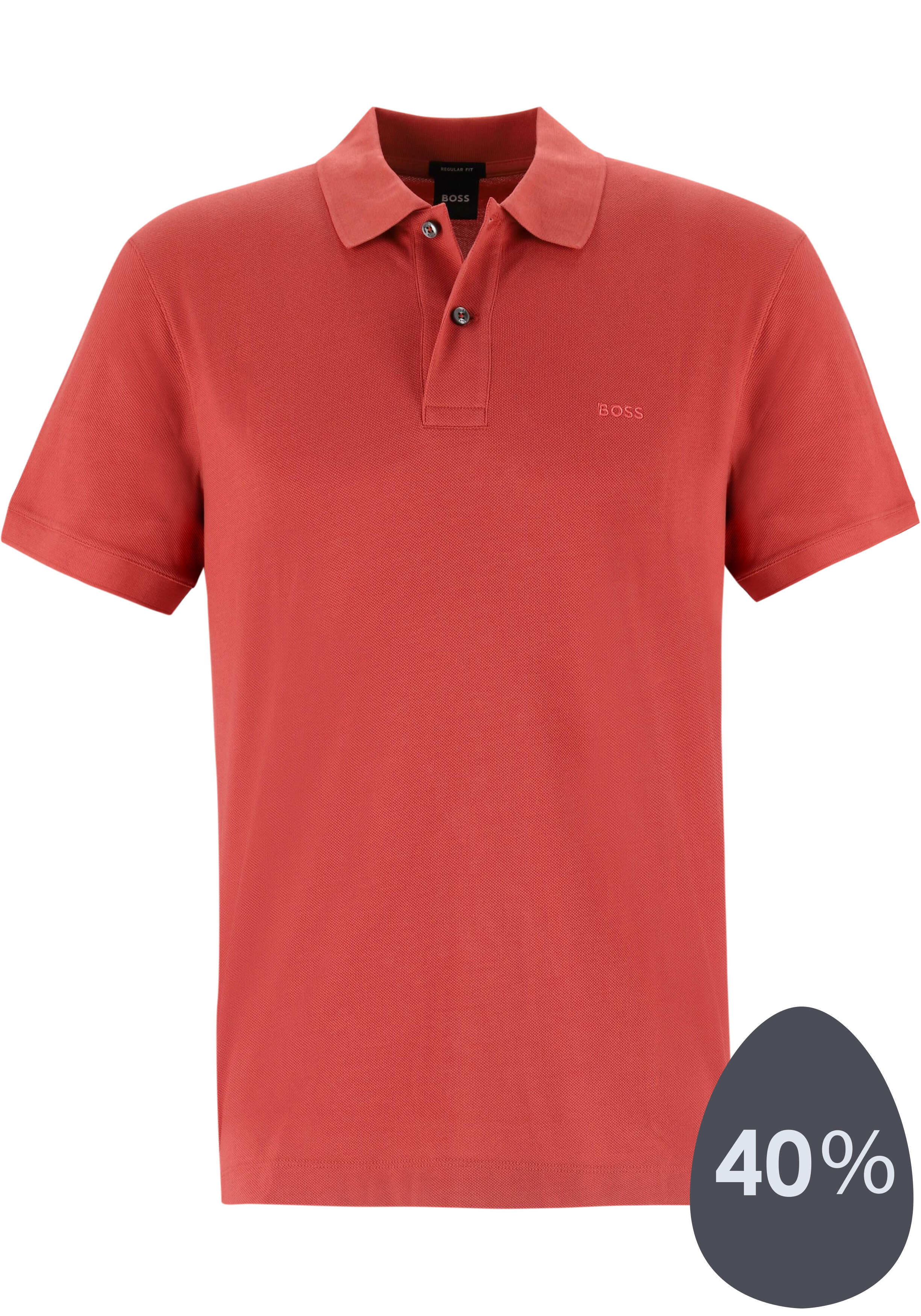 BOSS Pallas regular fit polo, pique, middenrood
